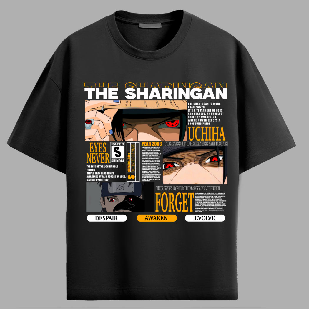 The Sharingan Front print Oversized T-Shirt
